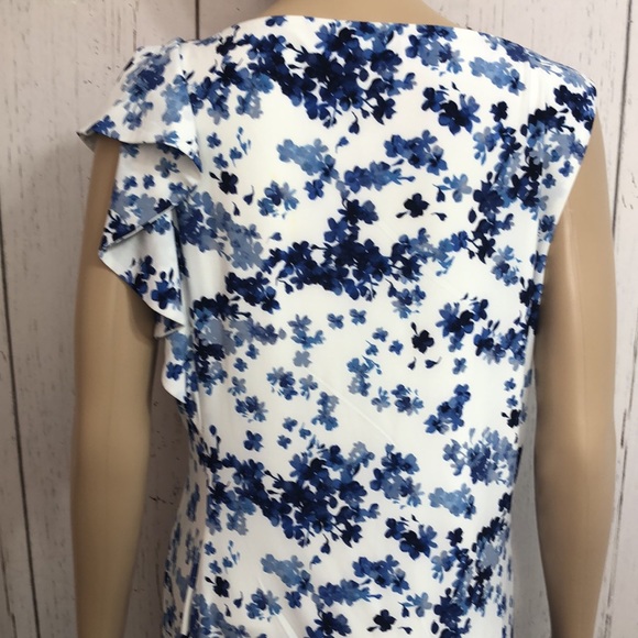 🌻NWT American Living Blue Floral One Sleeve Dress - Picture 13 of 16